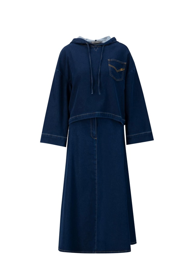Armine Denim Efektli Örme Takım 24KD3405 İndigo