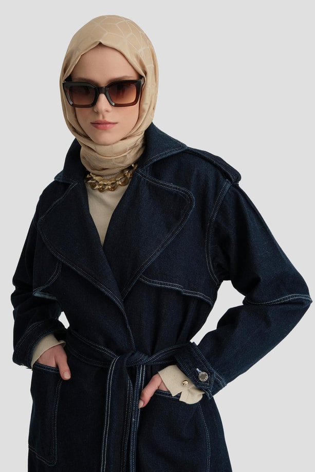 Armine Denim Trençkot 24Kd3416 Koyu Mavi