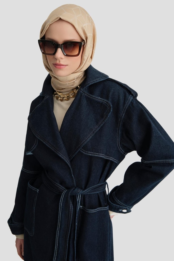 Armine Denim Trençkot 24Kd3416 Koyu Mavi