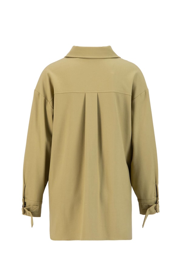 Armine Manşeti Kemer Detaylı Gömlek 24K3606 Zeytin