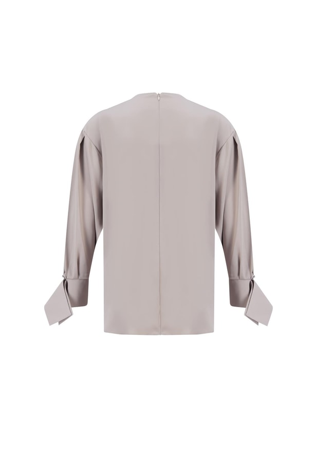 Armine Manşeti Kuşaklı Bluz 24K3612 Vizon