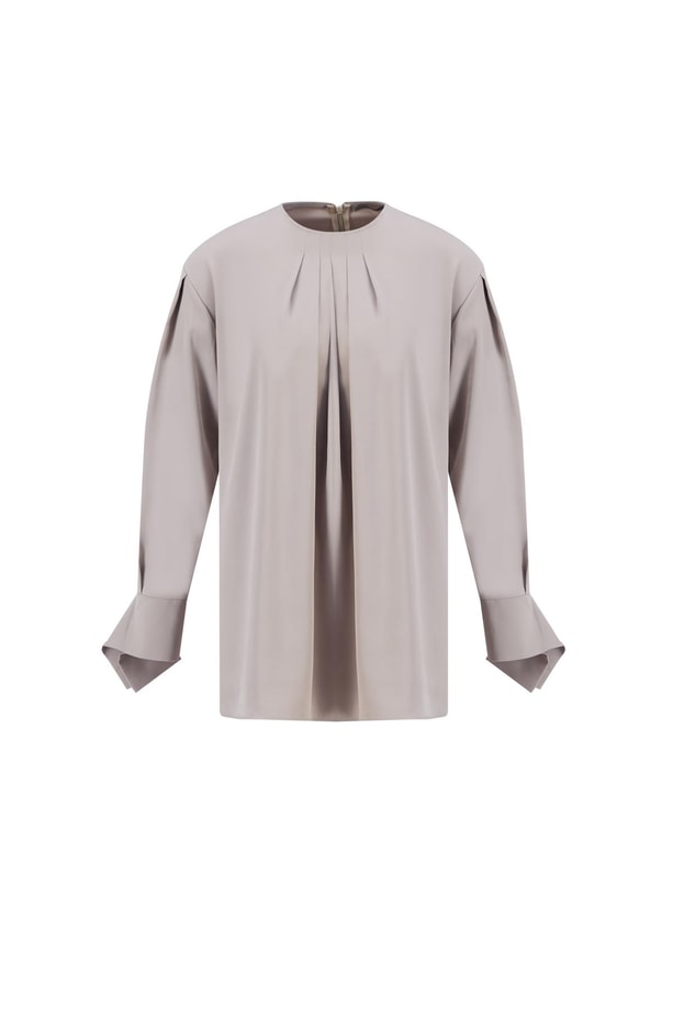 Armine Manşeti Kuşaklı Bluz 24K3612 Vizon