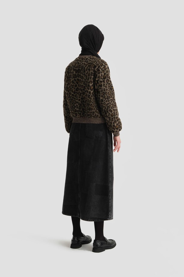 Armine Leopar Desen Örmek Kazak 24K3636 Kahverengi