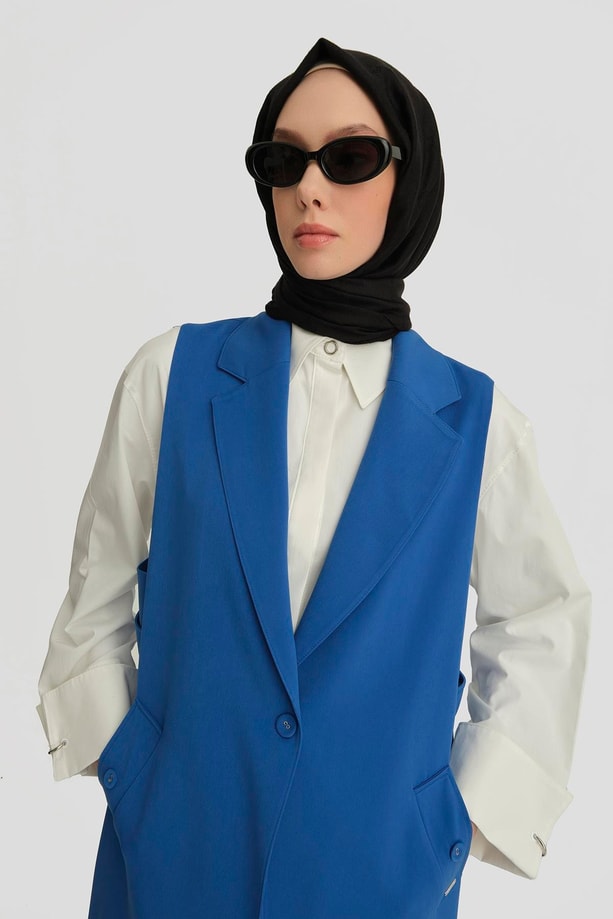 Armine Apoletli Yelek 24K4201 Kobalt