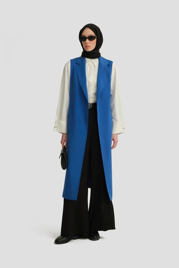 Armine Apoletli Yelek 24K4201 Kobalt