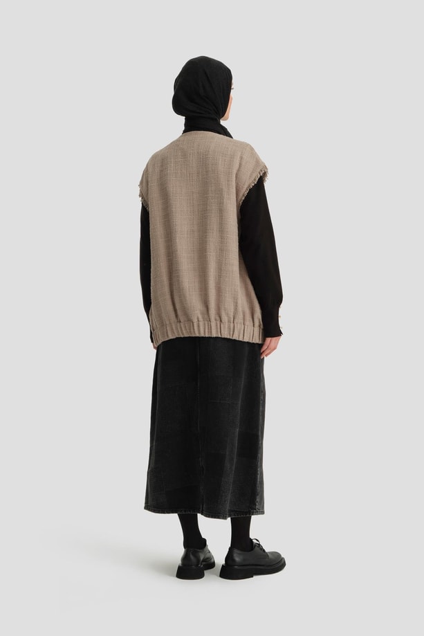 Armine Tüvit, Broşlu Yelek 24K4205 Vizon