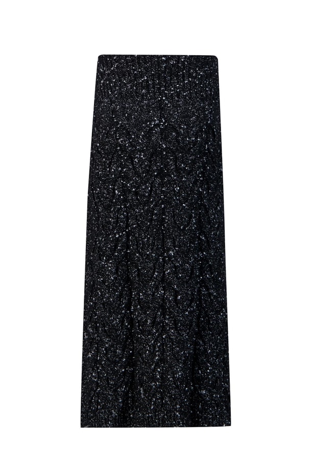 Armine Saç Örgülü Simli Triko Takım 24KD4207 Siyah