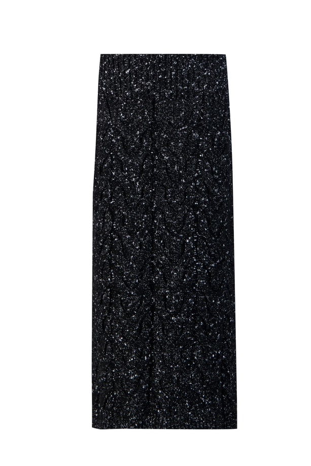 Armine Saç Örgülü Simli Triko Takım 24KD4207 Siyah