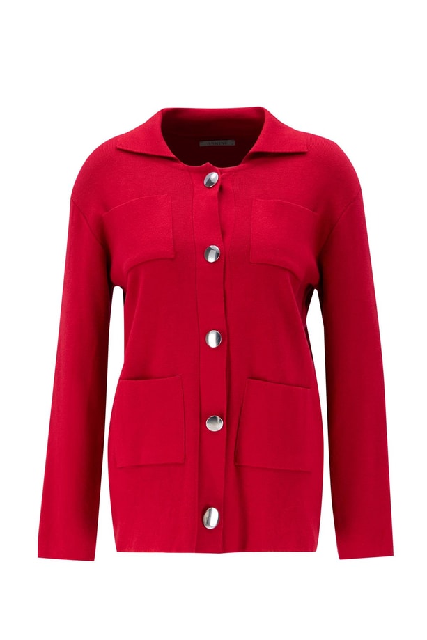 Armine Metal Düğmeli Triko Takım 24KD4212 Kırmızı