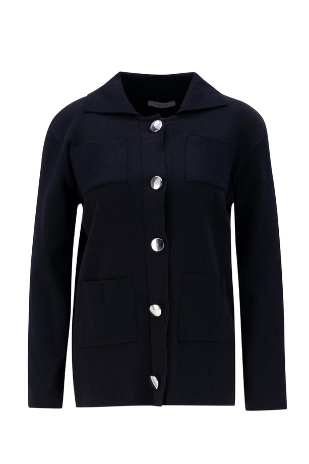 Armine Metal Düğmeli Triko Takım 24KD4212 Siyah