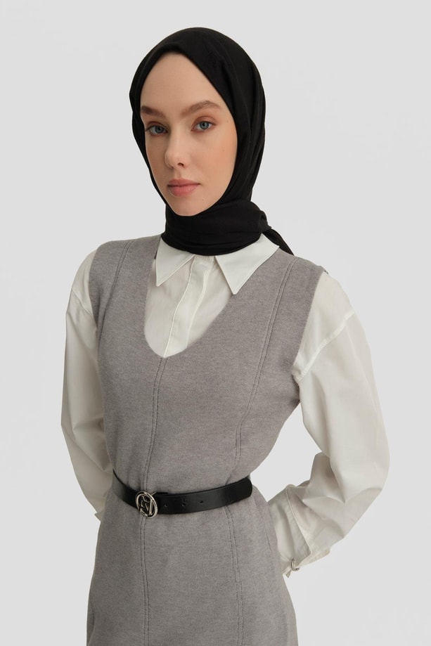 Armine Sıfır Kol Jile 24KD4216 Gri