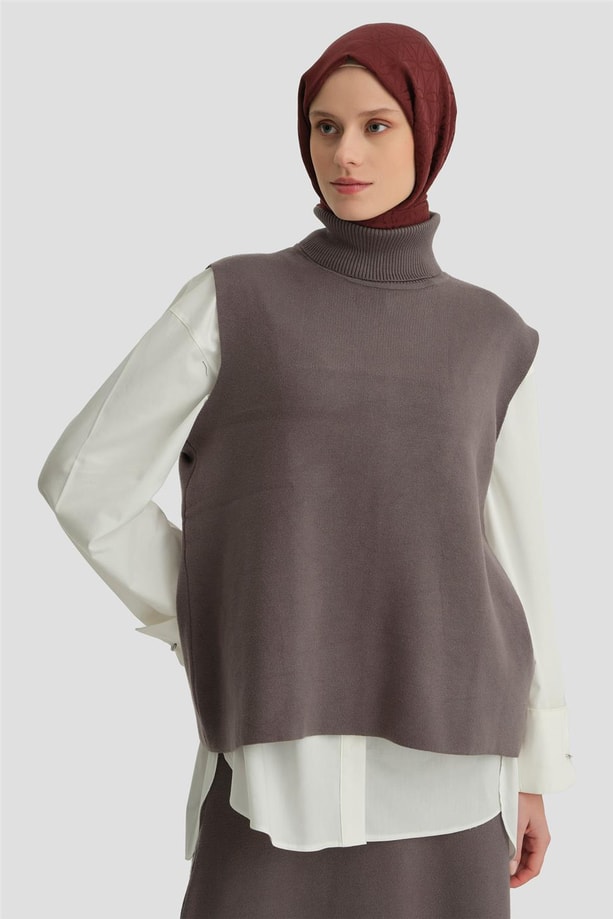 Armine Sıfır Kol Kazak Etekli Takım 24KD4220 Antrasit