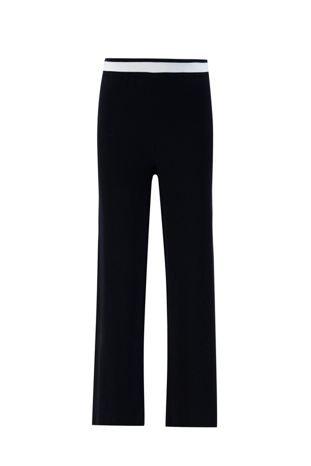 Armine Beyaz Çizgili Triko Takım 24KD4221 Siyah