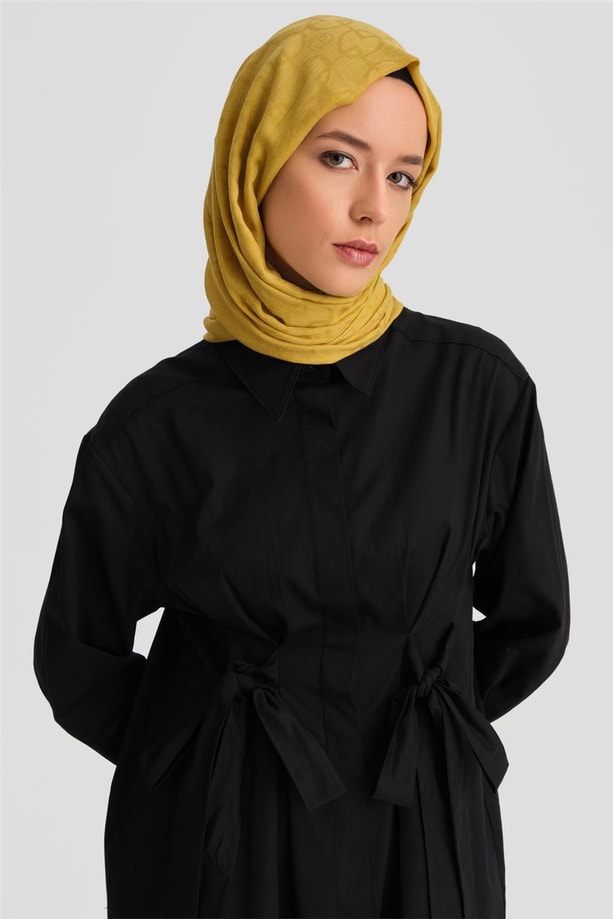 Armine Fiyonklu Naturel Kumaşlı Tunik 24K4300 Siyah