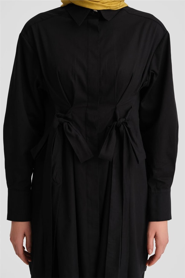 Armine Fiyonklu Naturel Kumaşlı Tunik 24K4300 Siyah