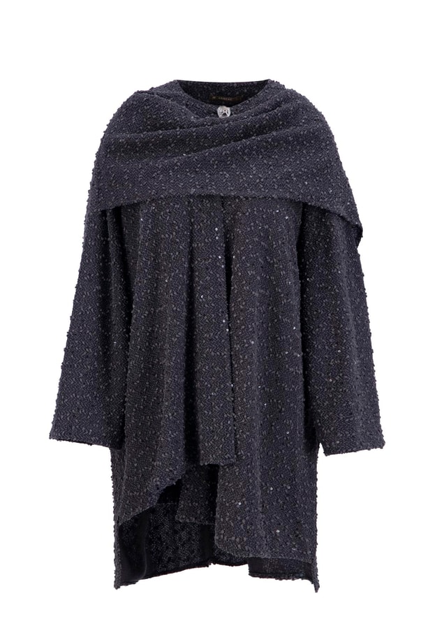 Armine Pullu Kumaşlı Asimetrik Hırka 24K5607 Antrasit