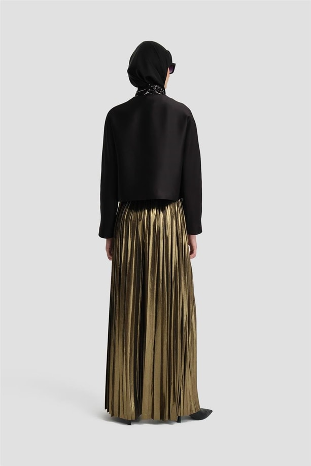 Armine Saten Crop Ceket 24K5700 Siyah