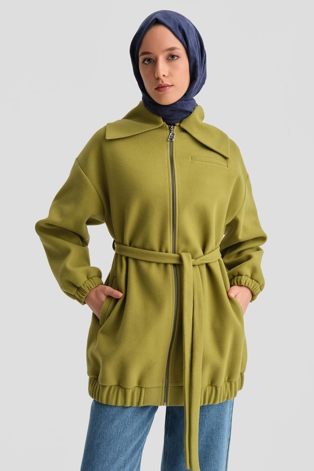 Armine Seyyar Kürklü Bomber Ceket 24K5709 Yeşil