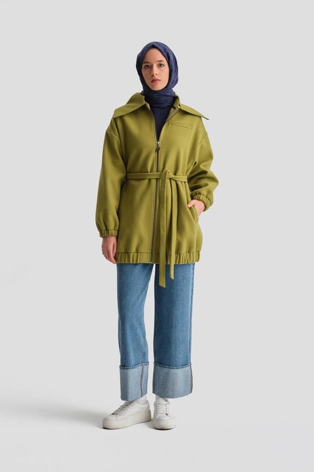 Armine Seyyar Kürklü Bomber Ceket 24K5709 Yeşil