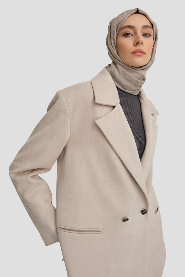 Armine Süet Blazer Ceket 24K5710 Bej
