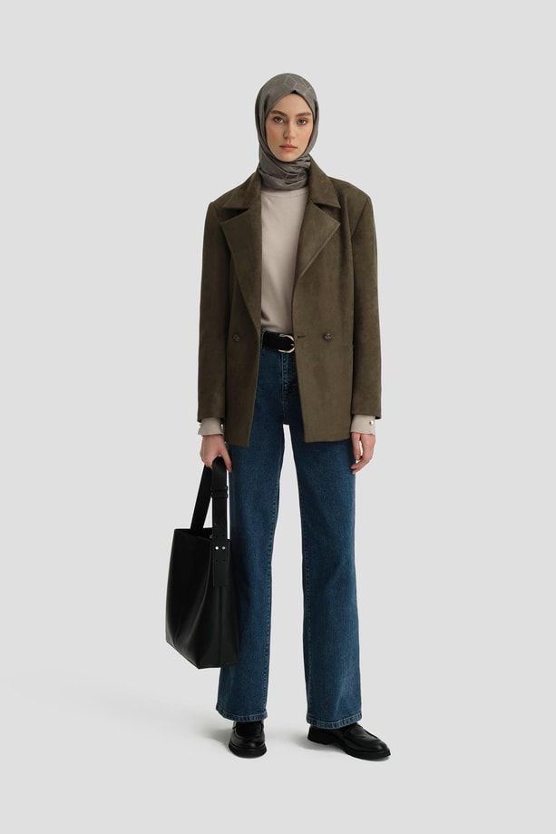 Armine Süet Blazer Ceket 24K5710 Haki