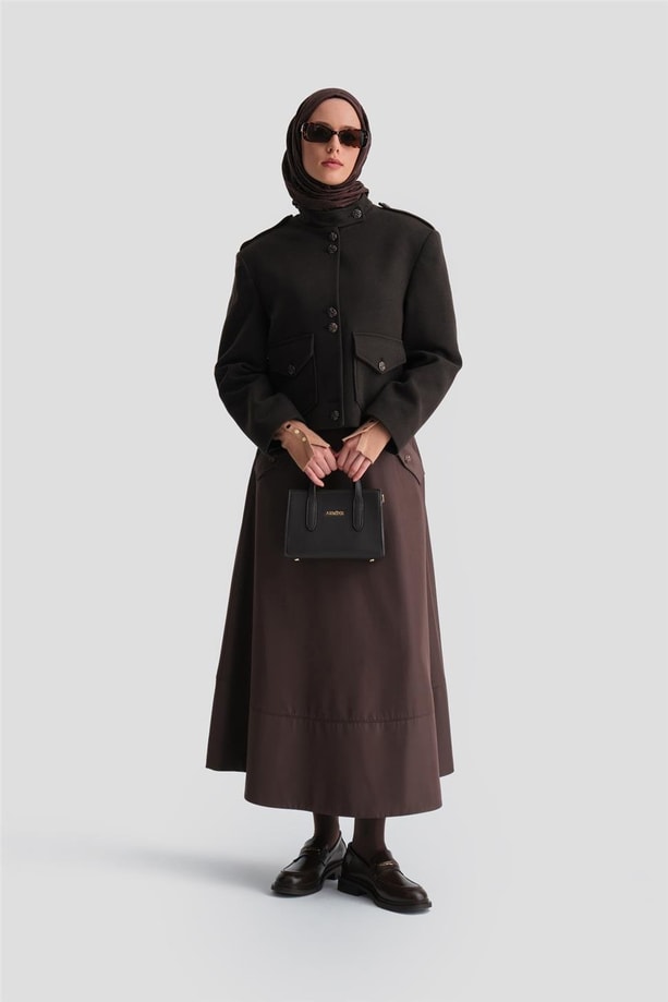 Armine Apoletli Ceket 24K5713 Kahverengi