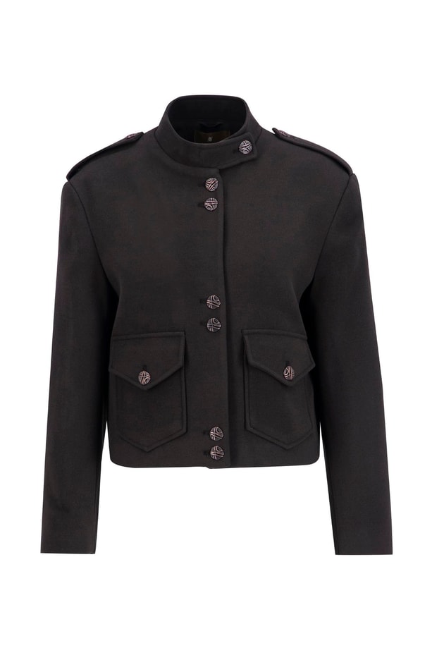 Armine Apoletli Ceket 24K5713 Kahverengi