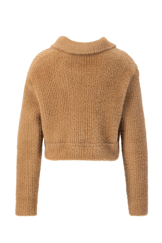 Armine Tüylü Triko Ceket 24K5718 Camel