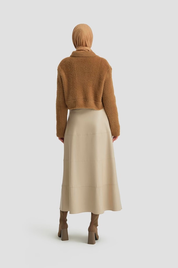 Armine Tüylü Triko Ceket 24K5718 Camel