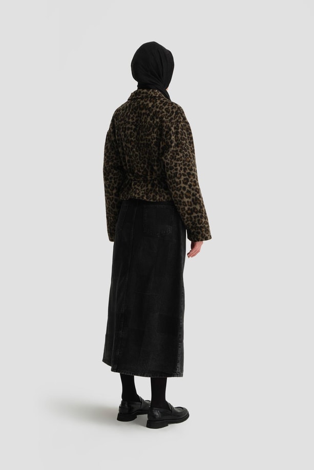 Armine Leopar Desen Örme Ceket 24K5729 Kahverengi