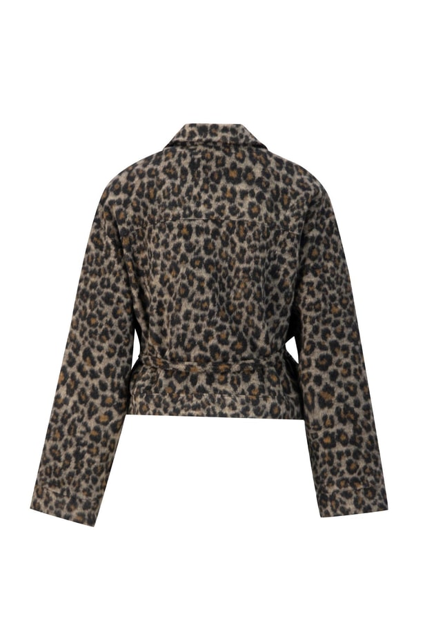 Armine Leopar Desen Örme Ceket 24K5729 Kahverengi