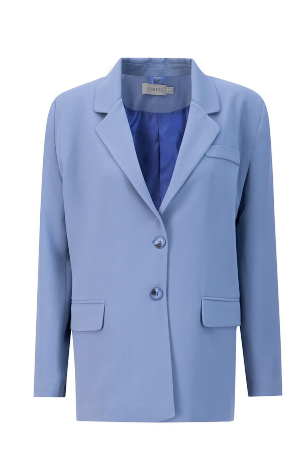 Armine İki Düğmeli Blazer Ceket 24KH5731 Gri Mavi