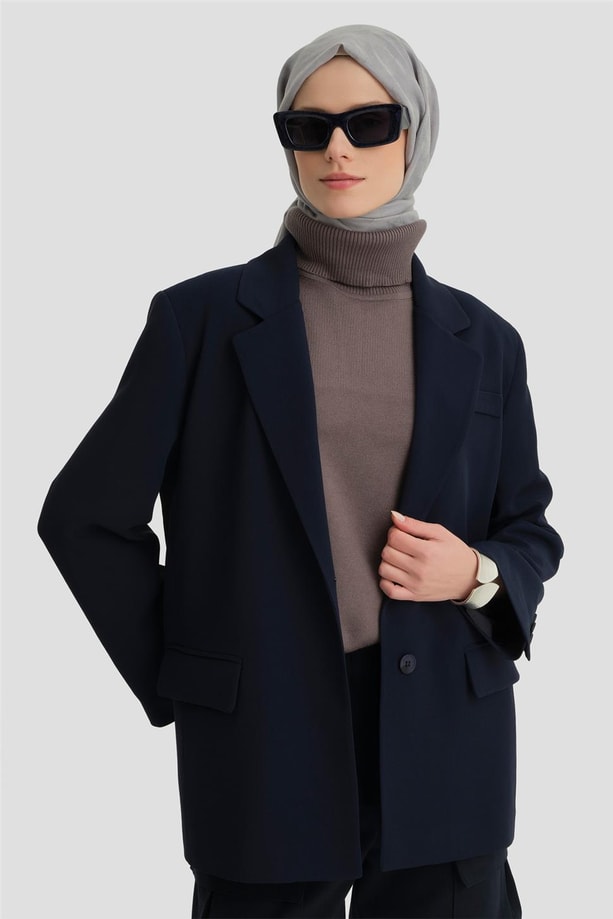 Armine İki Düğmeli Blazer Ceket 24KH5731 Lacivert