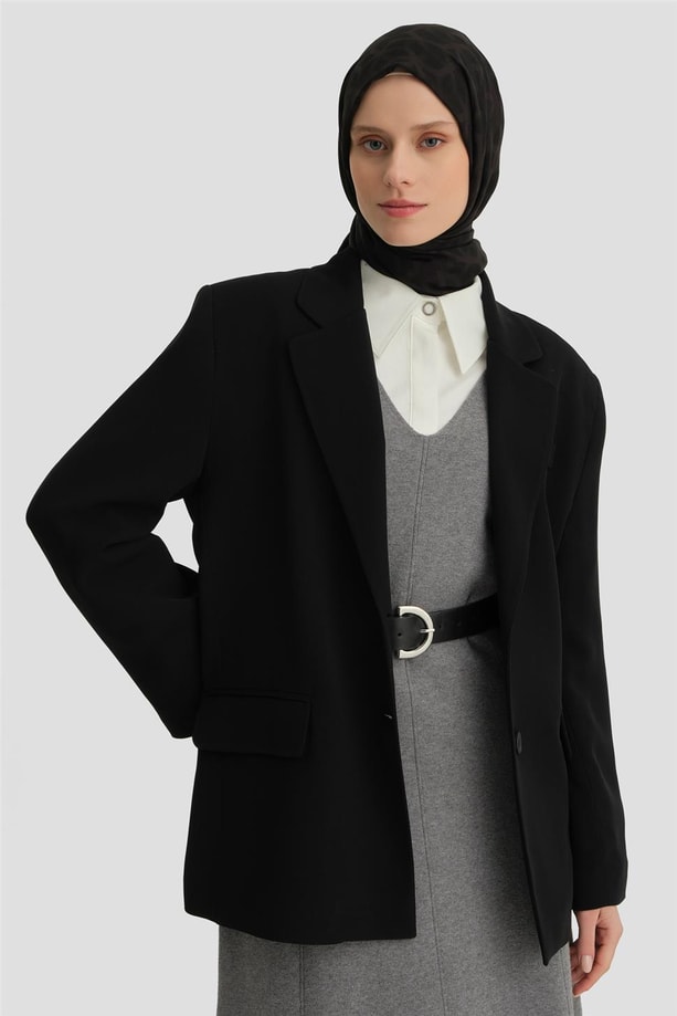 Armine İki Düğmeli Blazer Ceket 24KH5731 Siyah