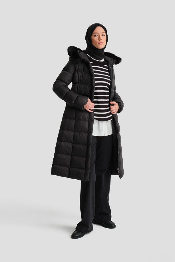 Armine Kapitone Mont 24KD6412 Siyah