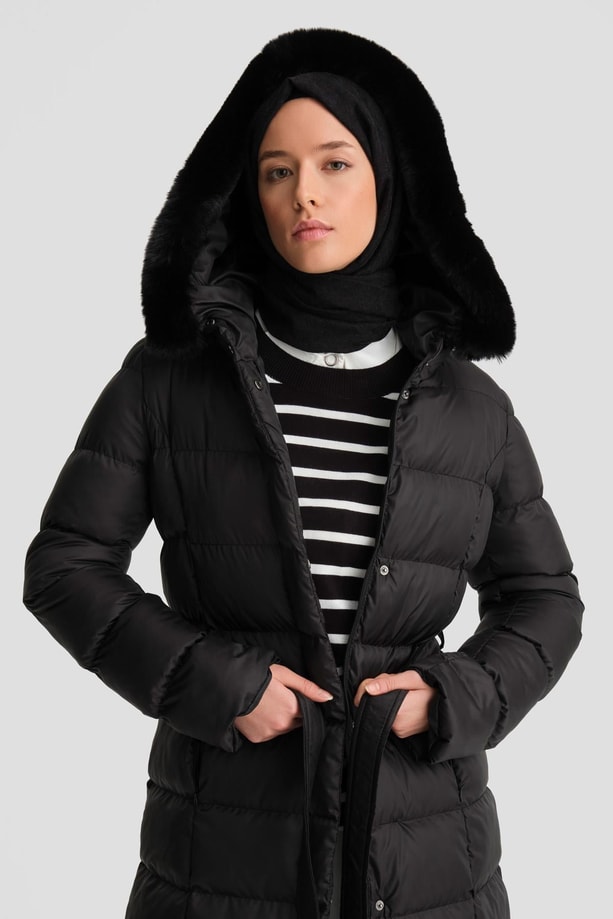  Armine Kapitone Mont 24KD6412 Siyah