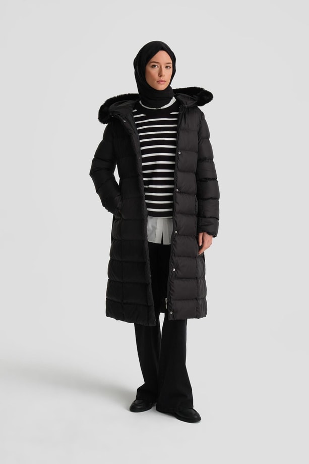  Armine Kapitone Mont 24KD6412 Siyah