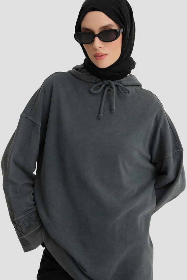 Armine Yıkama Efektli Sweat 24KD6804 Antrasit