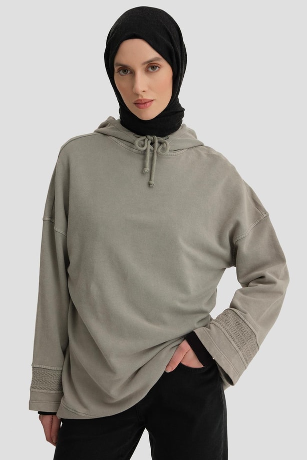 Armine Yıkama Efektli Sweat 24KD6804 Vizon