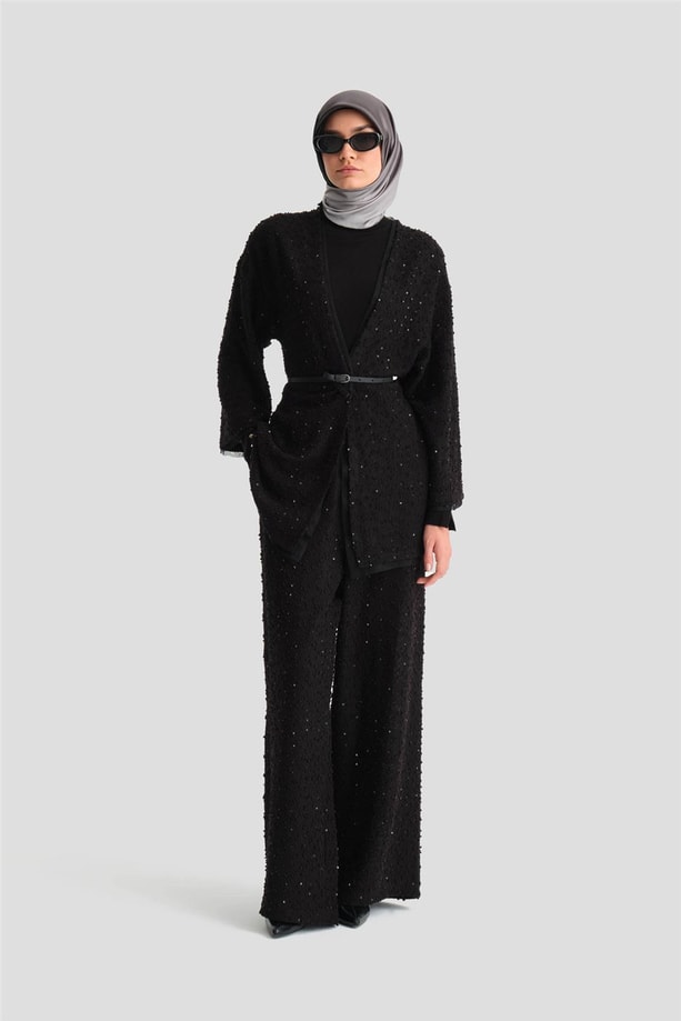 Armine Pırıltılı Örme Takım 24K6905 Siyah
