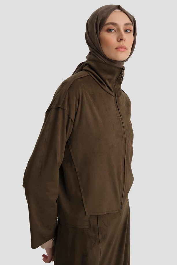 Armine Kesim Detaylı Süet Takım 24K6914 Haki