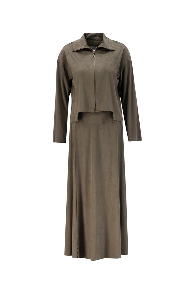 Armine Kesim Detaylı Süet Takım 24K6914 Haki