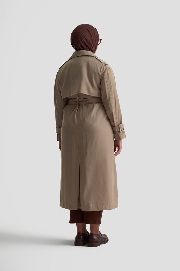 Armine Gold Düğmeli Trençkot 25KTD709 Bej