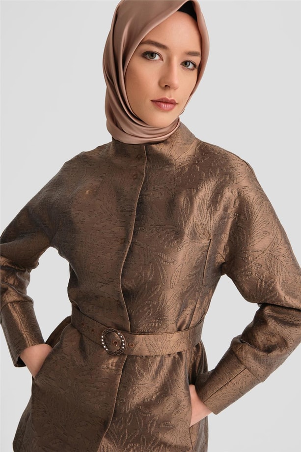 Armine Taşlı Tokalı Jakar Kap 24K7505 Bronz