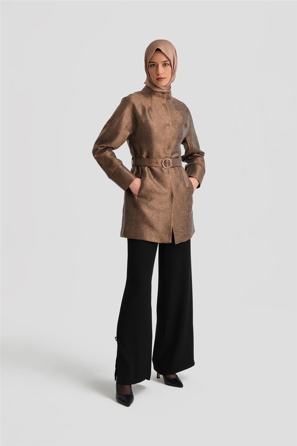 Armine Taşlı Tokalı Jakar Kap 24K7505 Bronz