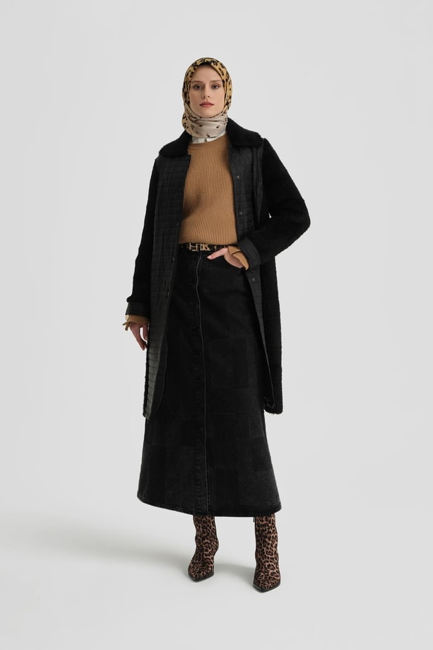 Armine Yumuşak Trikolu Kapitone Kap 24K7507 Siyah