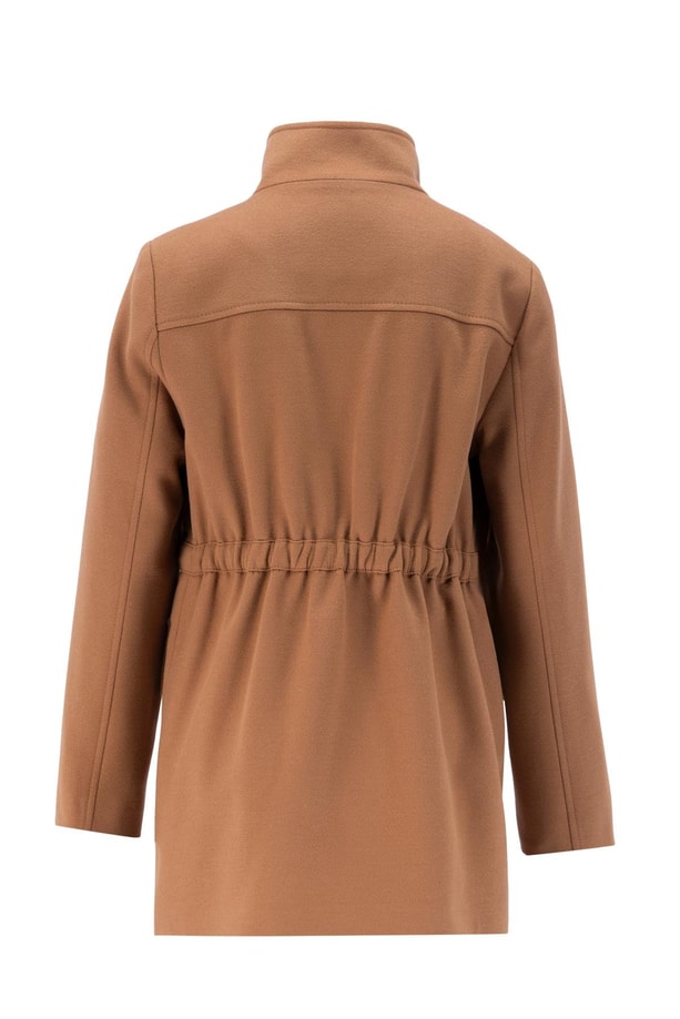 Armine Beli Bağcıklı Kısa Kaban 24KH7528 Taba