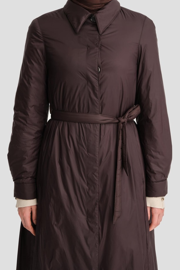 Armine Seyyar Kemerli Kapitone Kaban 24K7602 Kahverengi