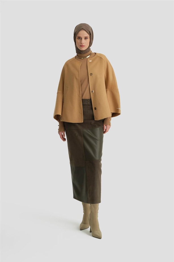 Armine Handmade Kürklü Kaban 24K7611 Camel