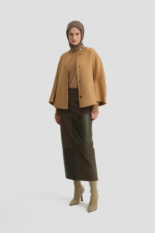 Armine Handmade Kürklü Kaban 24K7611 Camel